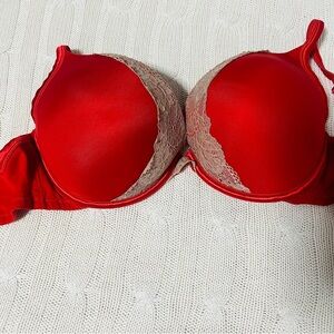 Cacique Women Bra 44B Red Beige Lace Padded Underwired Lace Strap